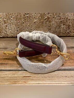 NWT rich burgundy leather purse/shoulder bag strap with gold tone hardware